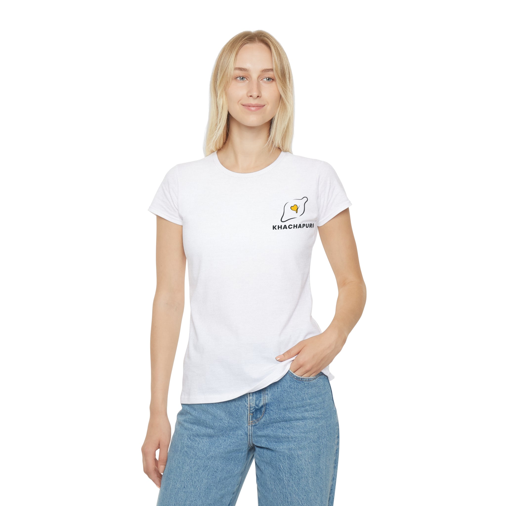 Khachapuri Graphic Tee — Women's Chest Logo T‑Shirt