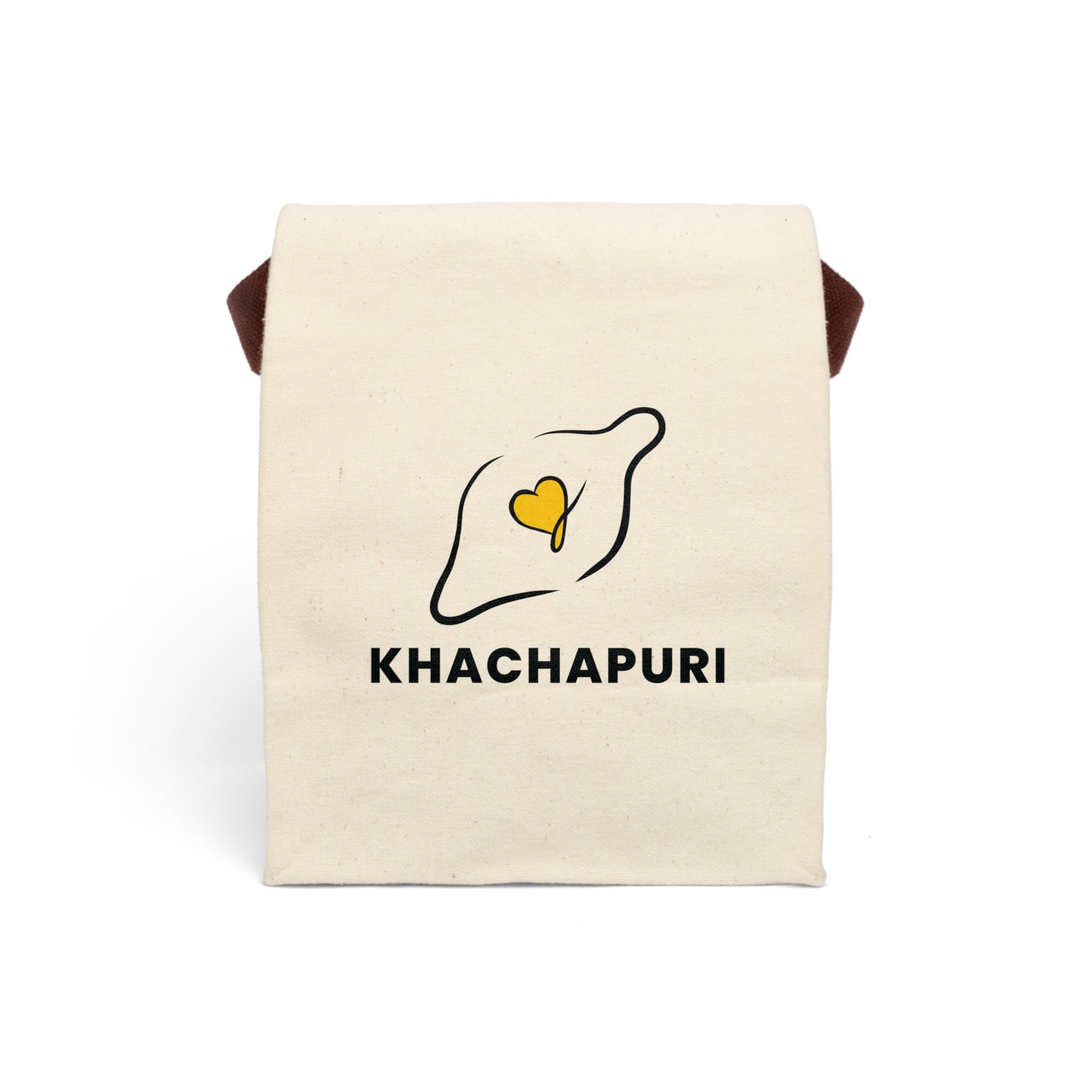 Khachapuri Canvas Lunch Bag — Insulated Strap Tote with Georgian Bread Graphic