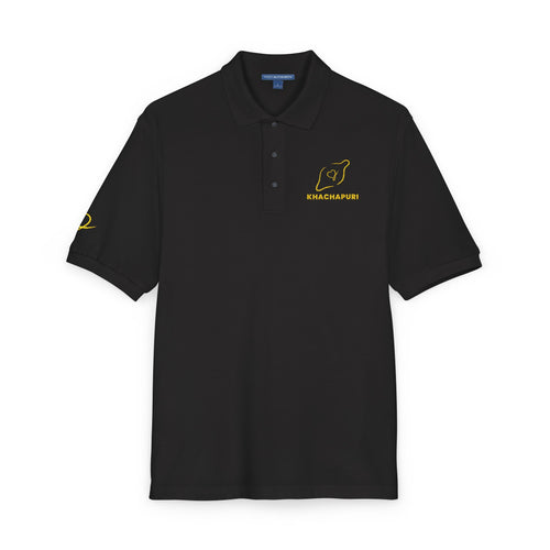 Embroidered Black Polo Shirt with Yellow Cat Logo - 'Meowchando'