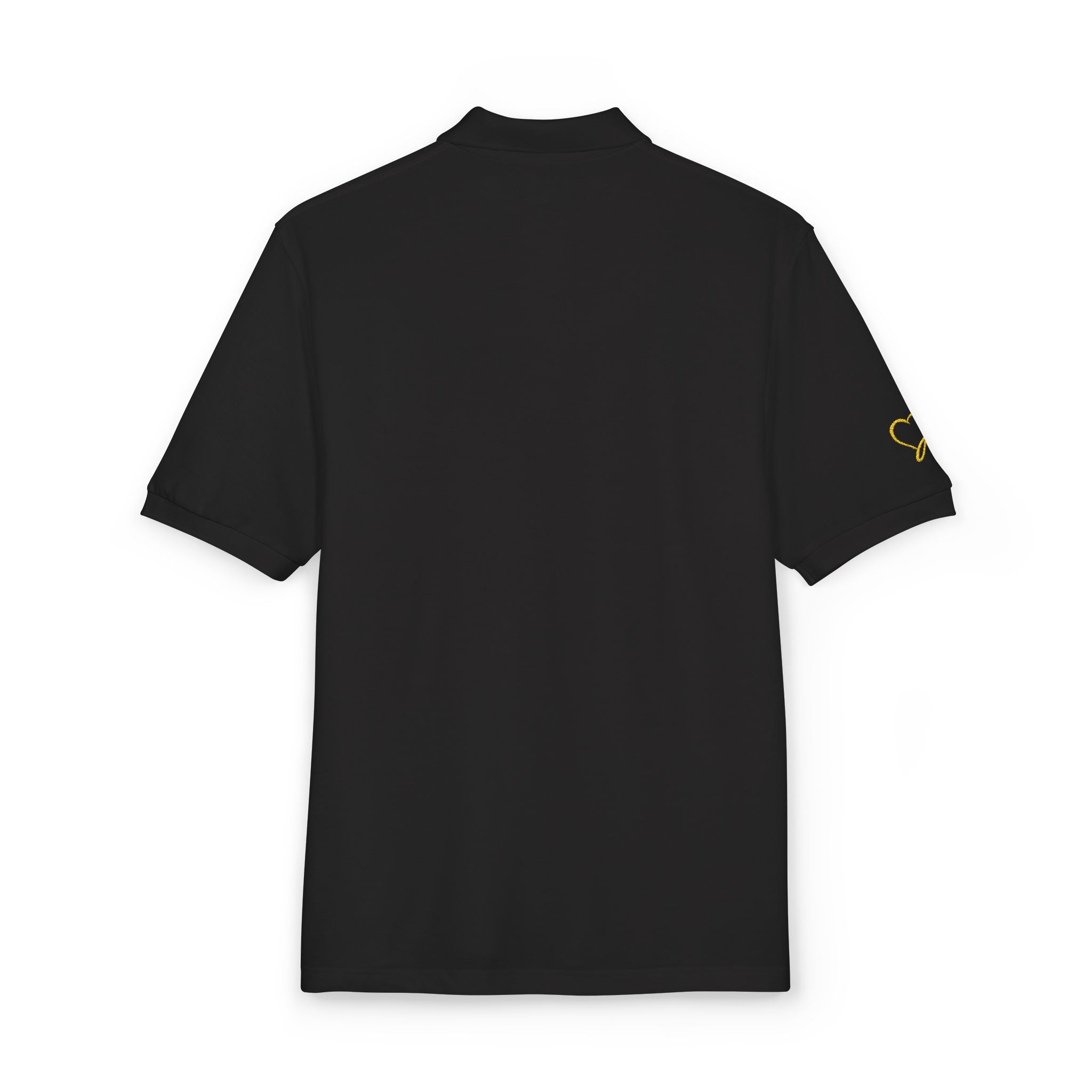Embroidered Black Polo Shirt with Yellow Cat Logo - 'Meowchando'