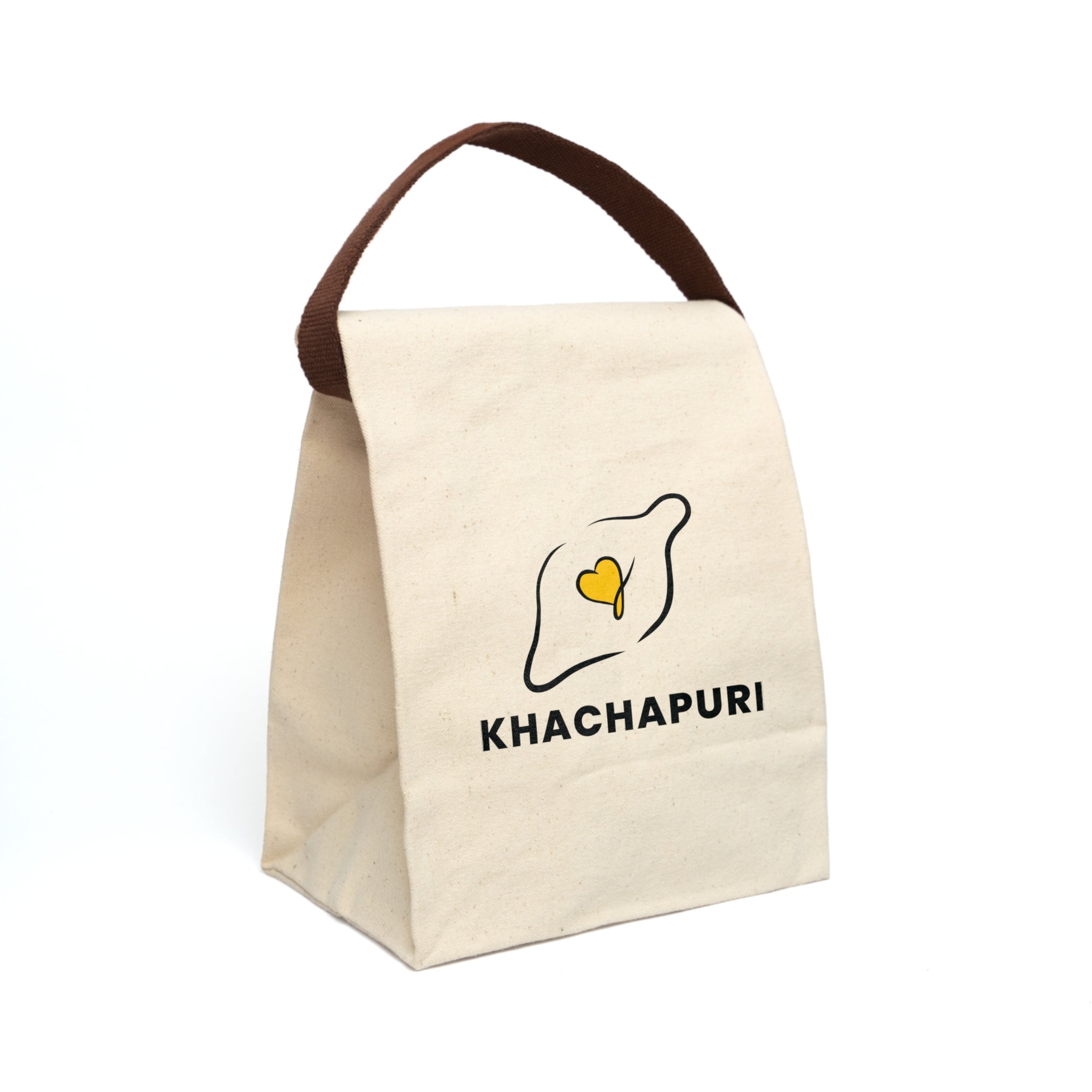 Khachapuri Canvas Lunch Bag — Insulated Strap Tote with Georgian Bread Graphic